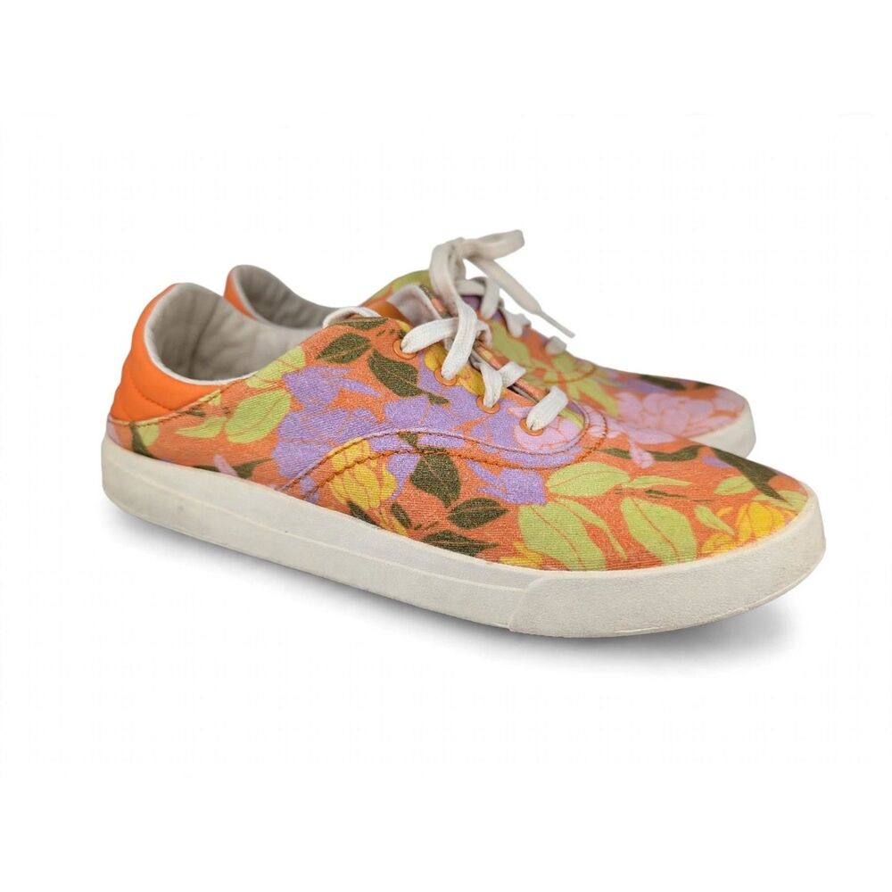 OluKai Kohu Lace Up Floral Canvas Sneakers Womens Size 8 Drop In Heel 20516